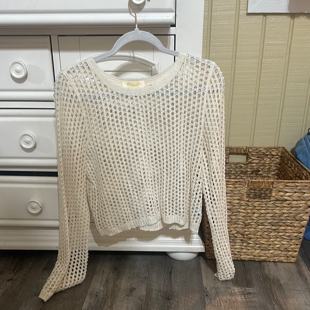 Free People Cream Knit Sweater